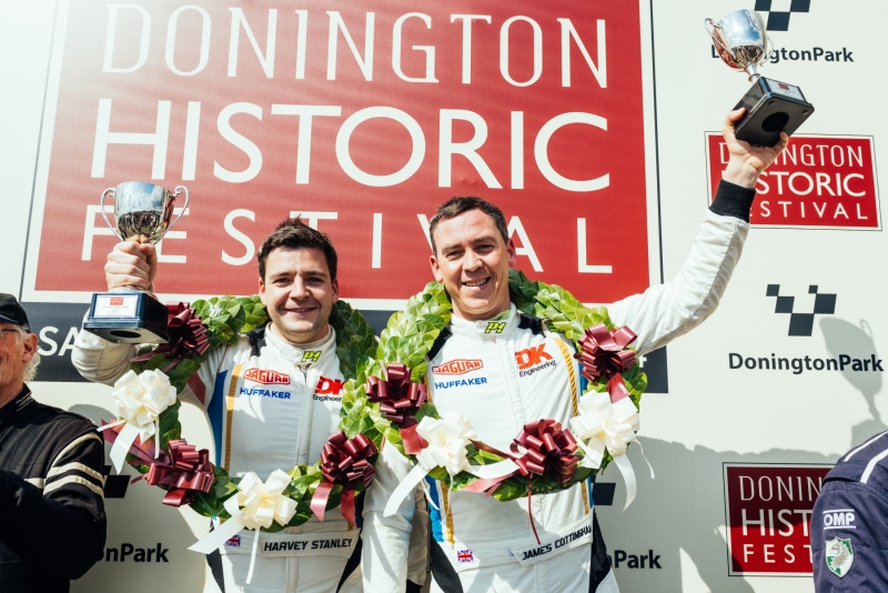 Victory for the Huffaker E-type at the Donington Historic Festival